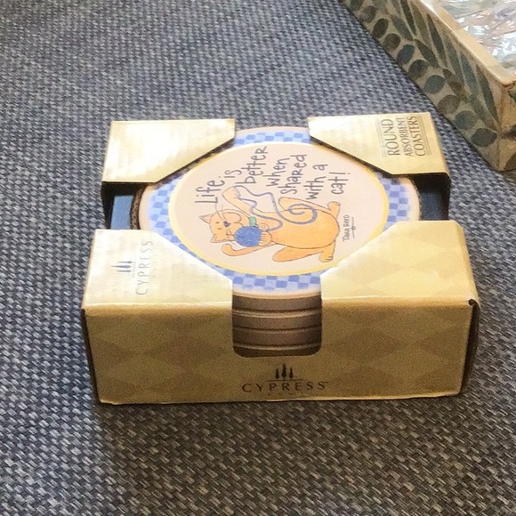 4 Adorable new ,Cat coasters by Cypress. 4 absorbent ceramic coasters- - Picture 3 of 3